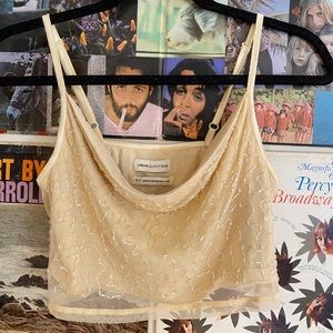 urban outfitters gold sequenced crop top